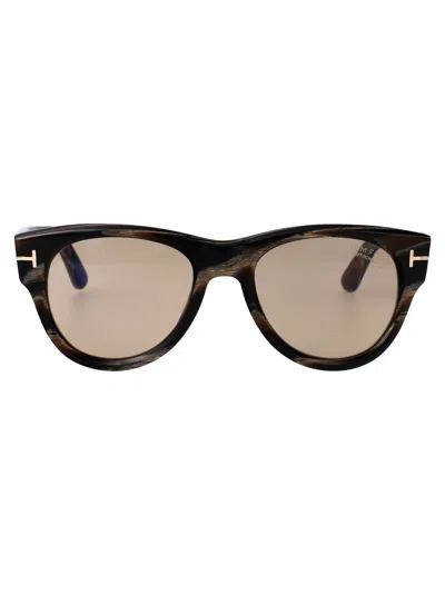 Tom Ford Eyewear Round Frame Sunglasses In Brown