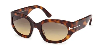 Tom Ford Ft1313 Arizona-02 53b Occhiali Da Sole Tartarugatishell Per Donna In Brown
