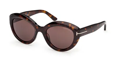 Tom Ford Ft1316 Stacy-02 52e Occhiali Da Sole Tartarugatishell Per Donna In Brown