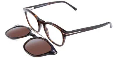 Tom Ford Ft5532-b With Clip-on Men's Glasses, Tortoiseshell, Size 49 In Brown