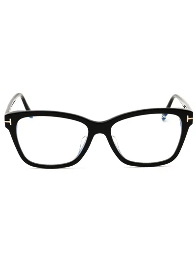 Tom Ford Ft5597-f-b Eyeglasses In Light Brown/other/clear/blue-light Block Lens