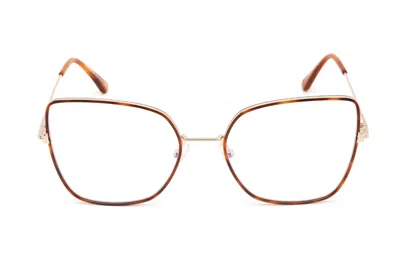 Tom Ford Ft5630-b Eyeglasses In Blonde Havana/rose Gold / Clear/blue-light Block L