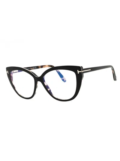 Tom Ford Ft5673-b Eyeglasses In 005 - Black/other/clear/blue-light Block
