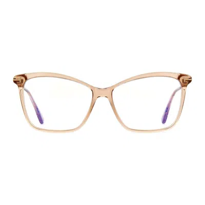 Tom Ford Ft5687-b045 Cat-eye Blue-light Block Eyeglasses In Gold