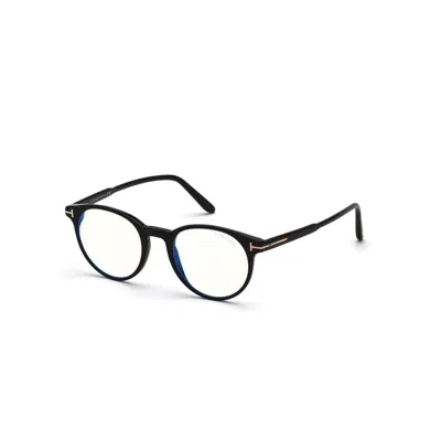 Tom Ford Men's Ft5695 49 Mm Blue-block Optical Frames In Black