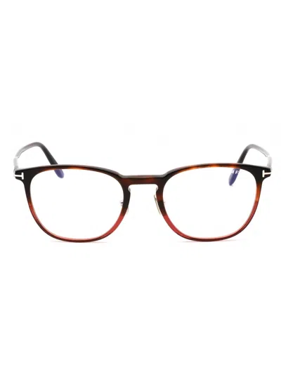 Tom Ford Ft5700-b Eyeglasses In Shiny Burgundy/clear/blue-light Block Lens