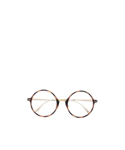 Tom Ford Ft5703b Round-frame Glasses In Nude