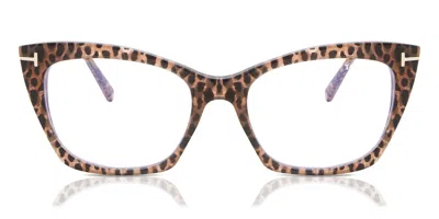 Tom Ford Ft5709-b 055 Blue-light Block Women's Glasses Tortoiseshell Size 54 - Free Lenses - Blue Light Block In Brown
