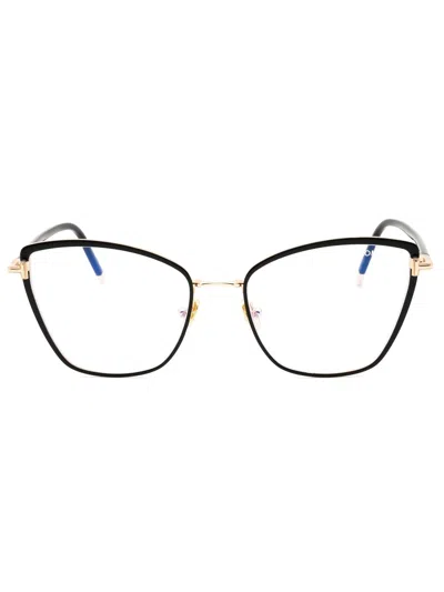 Tom Ford Ft5740-b Eyeglasses In Shiny Black/clear/blue-light Block Lens