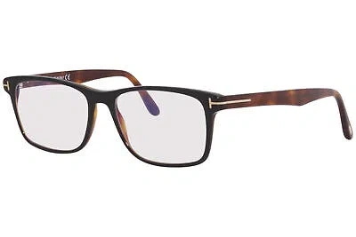 Pre-owned Tom Ford Ft5752-b 005 Eyeglasses Men's Shiny Black Havana/blonde Havana 53mm In Clear