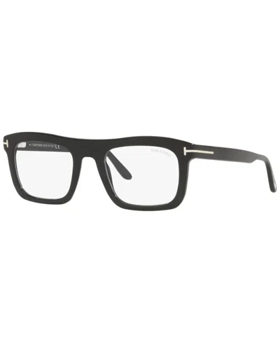 Tom Ford Ft5757-b Men's Rectangle Eyeglasses In Black Shiny