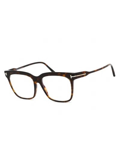 Tom Ford Ft5768-b Eyeglasses In 055 - Coloured Havana/clear/blue-light Block Lens