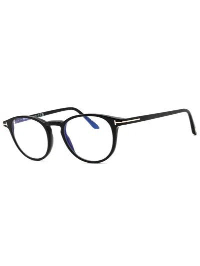 Tom Ford Ft5803-b Eyeglasses In 001 - Shiny Black/clear/blue-light Block Lens