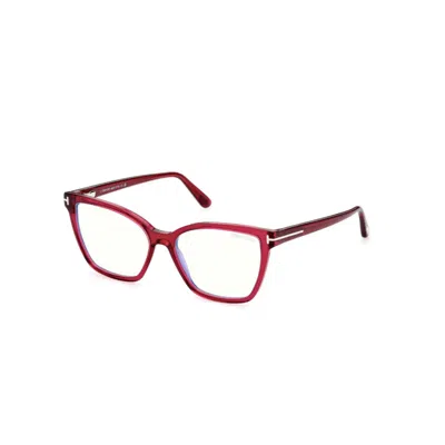 Tom Ford Ft5812-b Oversized Square Acetate Eyeglasses In Red