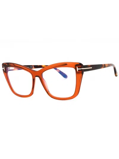 Tom Ford Ft5826-b Eyeglasses In 048 - Shiny Dark Brown/clear/blue-light Block Lens
