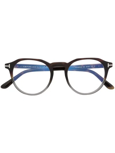 Tom Ford Ft5833b Round-frame Glasses In Brown