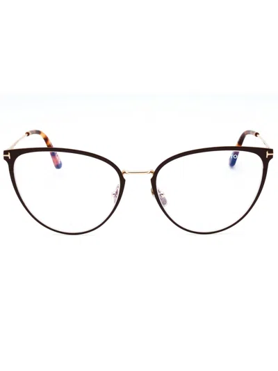 Tom Ford Ft5840-b Eyeglasses In Shiny Red/clear/blue-light Block Lens