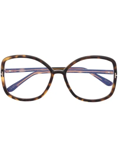 Tom Ford Ft5845b Oversize-frame Glasses In Brown