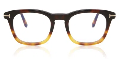 Tom Ford Ft5870-b 056 Blue-light Block Men's Glasses Tortoiseshell Size 50 - Free Lenses - Blue Light Block A In Brown