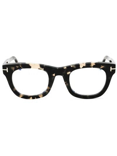 Tom Ford Ft5872-b Eyeglasses In Black/other/clear/blue-light Block Lens