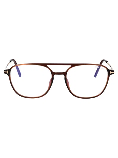 Tom Ford Ft5874-b Injected Brown Eyeglasses