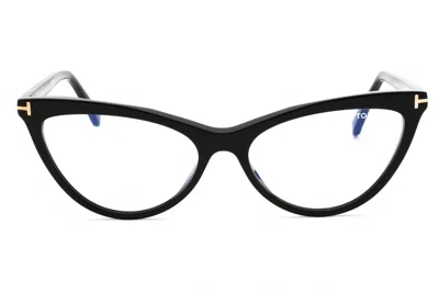Tom Ford Ft5896-b Eyeglasses In 001 - Shiny Black/clear/blue-light Block Lens