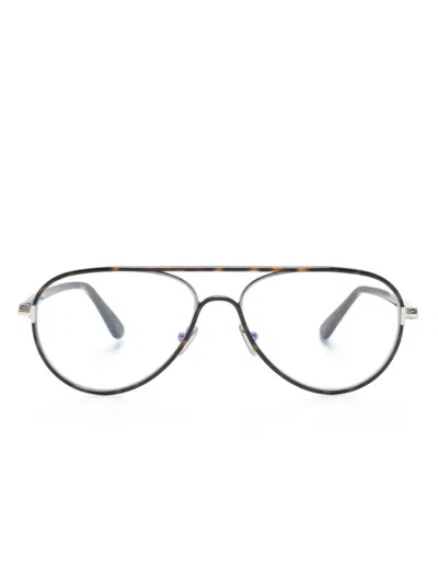 Tom Ford Ft5897b Tortoiseshell Pilot-frame Glasses In Brown