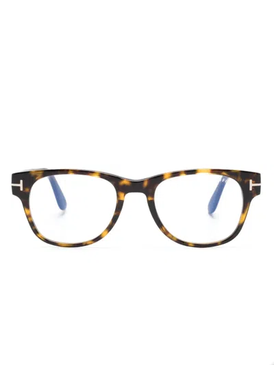 Tom Ford Ft5898b 052 Clear-lenses Glasses In Brown