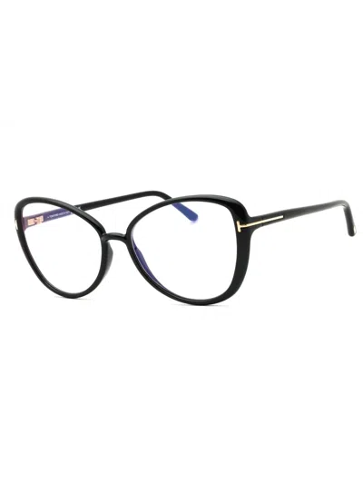 Tom Ford Ft5907-b Eyeglasses In 055 - Coloured Havana/clear/blue-light Block Lens