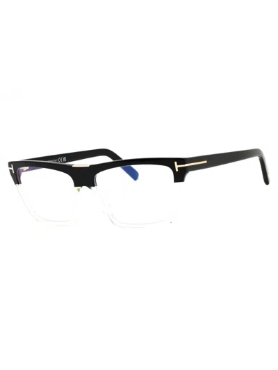 Tom Ford Ft5912-b Eyeglasses In 052 - Dark Havana/clear/blue-light Block Lens