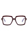 Tom Ford Ft5913b Logo-engraved Square-frame Glasses In Red