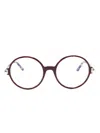 Tom Ford Ft5914b Logo-engraved Round-frame Glasses In Brown