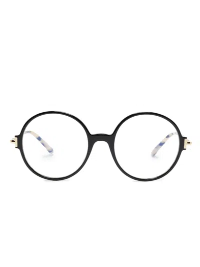 Tom Ford Ft5914b Tortoiseshell Round-frame Glasses In Black