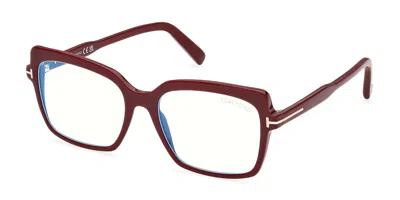 Tom Ford Ft5947-b 069 Blue-light Block Women's Glasses Burgundy Size 54 - Free Lenses - Blue Light Block Avai