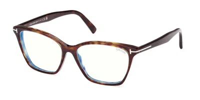 Tom Ford Ft5949-b 052 Blue-light Block Women's Glasses Tortoiseshell Size 56 - Free Lenses - Blue Light Block In Brown