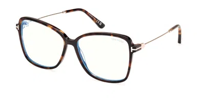 Tom Ford Ft5953-b 052 Blue-light Block Women's Glasses Tortoiseshell Size 55 - Free Lenses - Blue Light Block In Multi