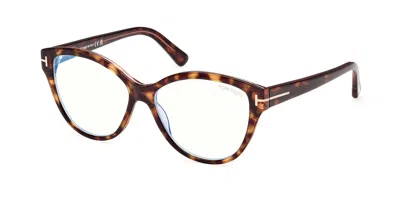 Tom Ford Ft5954-b 056 Blue-light Block Women's Glasses Tortoiseshell Size 54 - Free Lenses - Blue Light Block In Brown