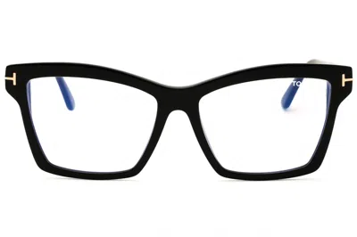 Tom Ford Ft5964-b Eyeglasses In Shiny Black/clear/blue-light Block Lens