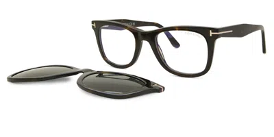 Tom Ford Ft5970-b With Clip-on Men's Glasses, Tortoiseshell, Size 50 In Brown