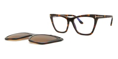 Tom Ford Ft5971-b With Clip-on Women's Glasses, Tortoiseshell, Size 54 In Brown