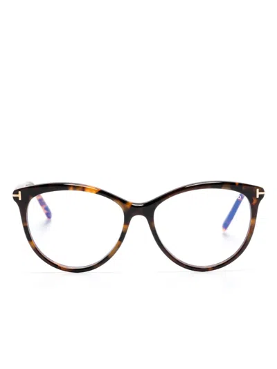 Tom Ford Ft5990b Brille Mit Rundem Gestell In Braun