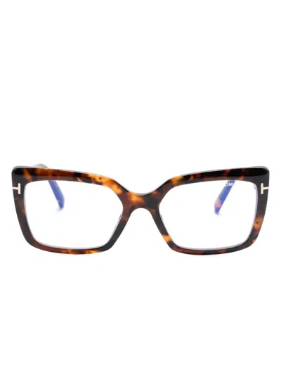 Tom Ford Ft5991b Rectangle-frame Glasses In Braun