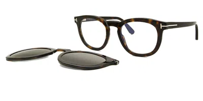 Tom Ford Ft5993-b With Clip-on Men's Glasses, Tortoiseshell, Size 50 In Brown