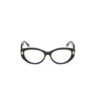 Tom Ford Ft6031-b Rounded Cat-eye Eyeglasses In Black