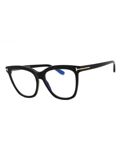 Tom Ford Ft6042-b Eyeglasses In 052 - Dark Havana/clear/blue-light Block Lens