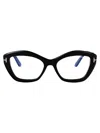 Tom Ford Blue Light Block Cat Eye Ladies Eyeglasses Ft5949-b 001 56 In Nero Lucido