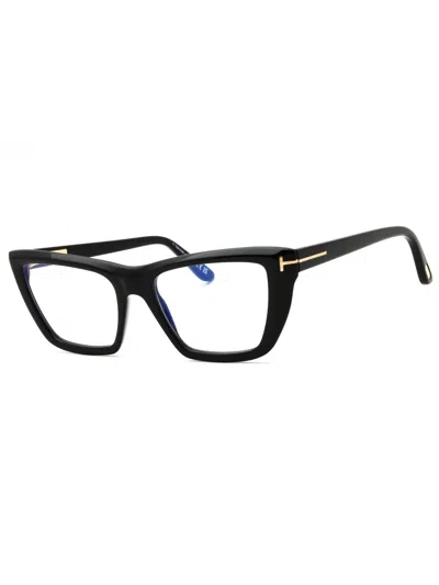 Tom Ford Ft6047-b Eyeglasses In 001 - Shiny Black/clear/blue-light Block Lens
