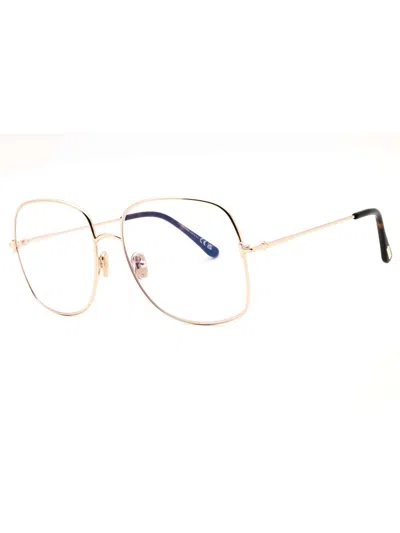 Tom Ford Ft6048-b Oversized Eyeglasses In 028 - Shiny Rose Gold/clear/blue-light Block Lens