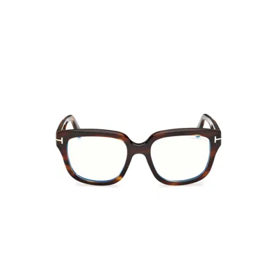 Tom Ford Ft6094-b Oversized Square Tortoiseshell Acetate Eyeglasses In Blue
