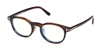 Tom Ford Ft6112-d-b Asian Fit 052 Blue-light Block Men's Glasses Tortoiseshell Size 49 - Free Lenses - Blue L In Brown
